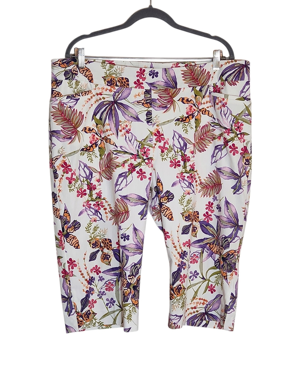 Chico's Purple and Orange Floral Pedal Pusher Pants Size 18P